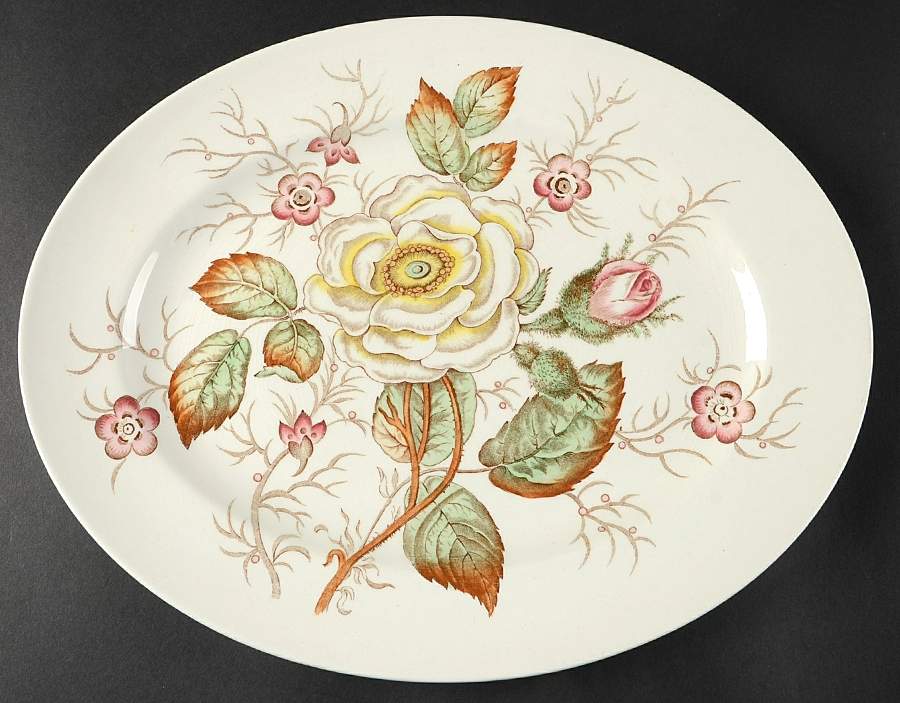 Old Rose 14" Oval Serving Platter by John Maddock & Sons-1