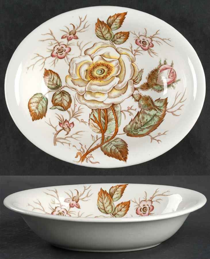 Old Rose 9" Oval Vegetable Bowl by John Maddock & Sons-1