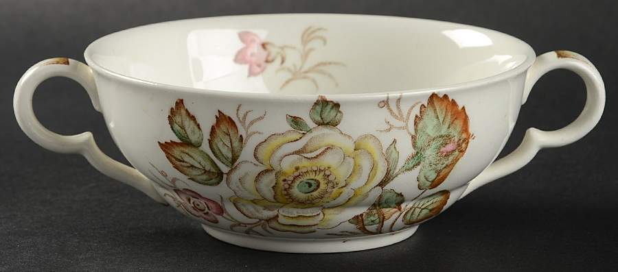 Old Rose Flat Cream Soup Bowl by John Maddock & Sons-1