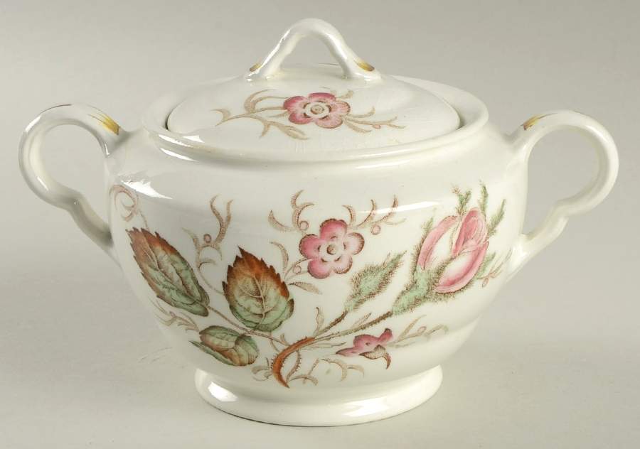 Old Rose Sugar Bowl & Lid by John Maddock & Sons-1