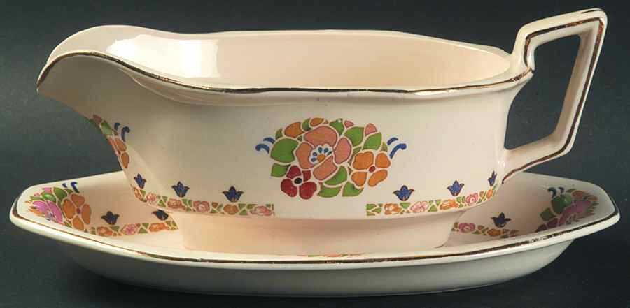 Pastel Gravy Boat & Underplate by John Maddock & Sons-1
