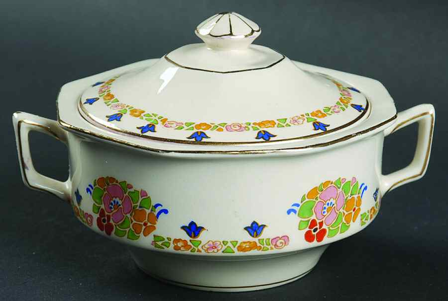 Pastel Sugar Bowl & Lid by John Maddock & Sons-1