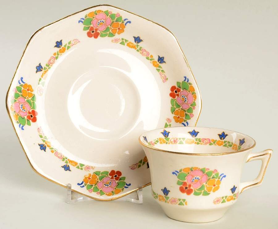 Pastel Flat Demitasse Cup & Saucer Set by John Maddock & Sons-1