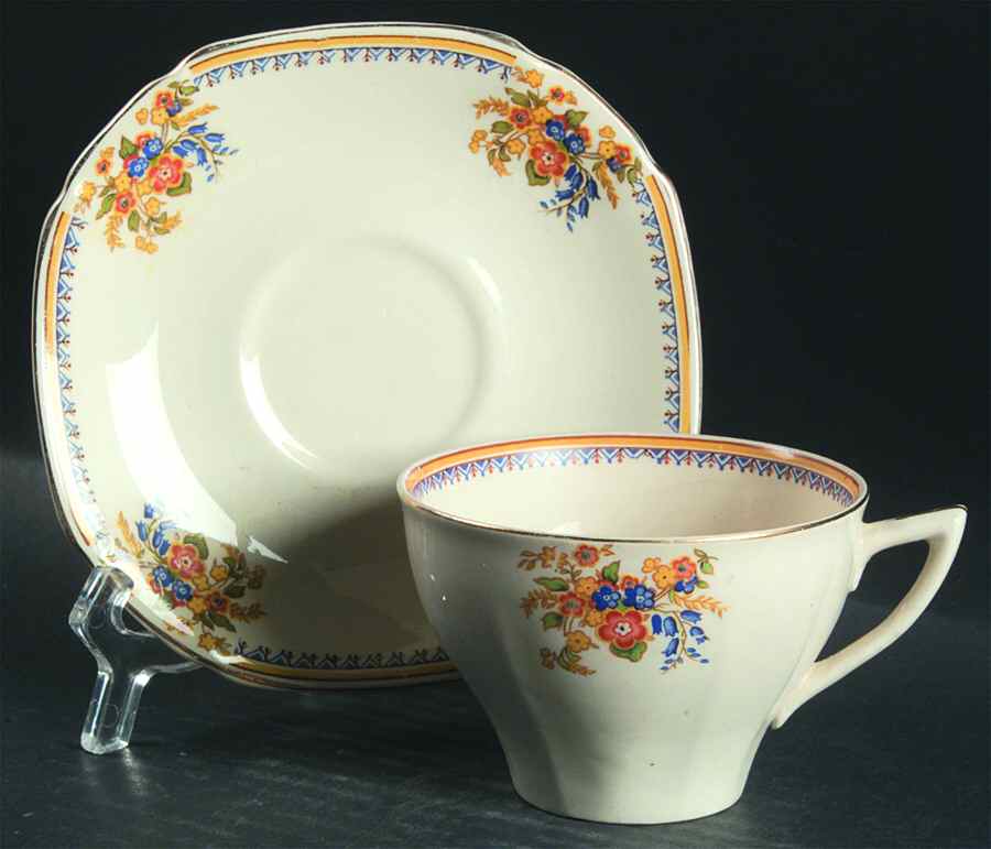 Royal Cameronian Flat Cup & Saucer Set by John Maddock & Sons-1
