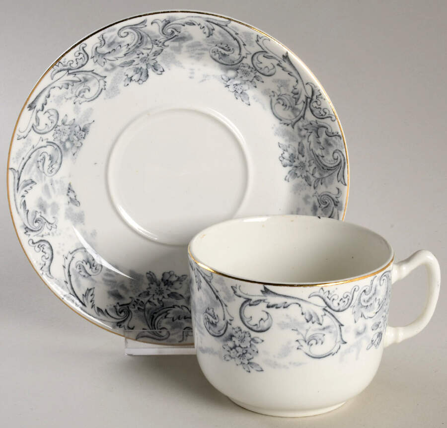 Rococo Blue Flat Cup & Saucer Set by John Maddock & Sons-1
