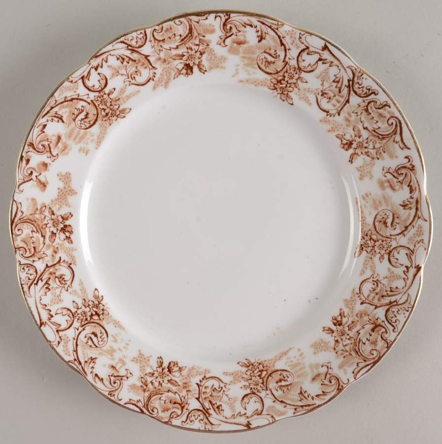Rococo Brown Salad Plate by John Maddock & Sons-1