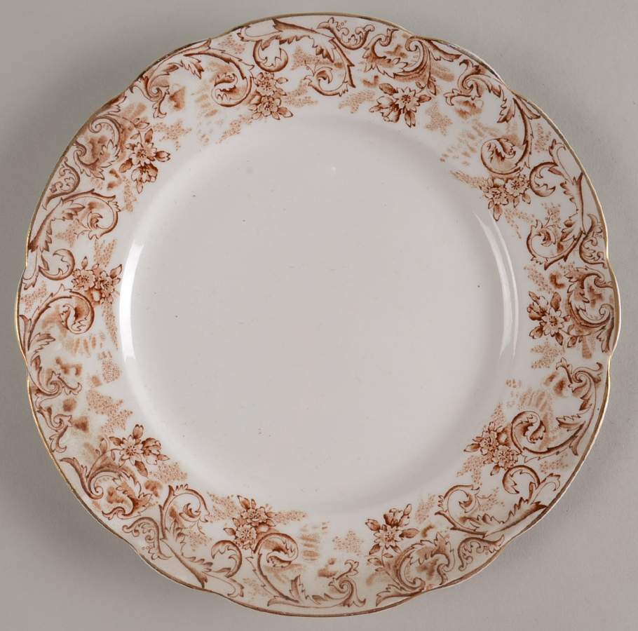 Rococo Brown Luncheon Plate by John Maddock & Sons-1