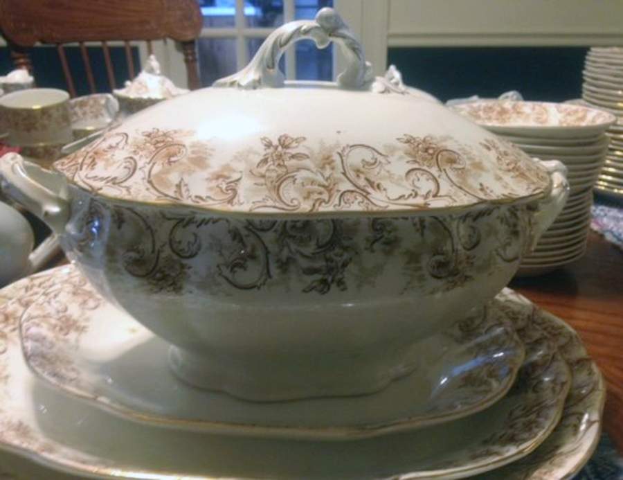 Rococo Brown Tureen &  Lid by John Maddock & Sons-1