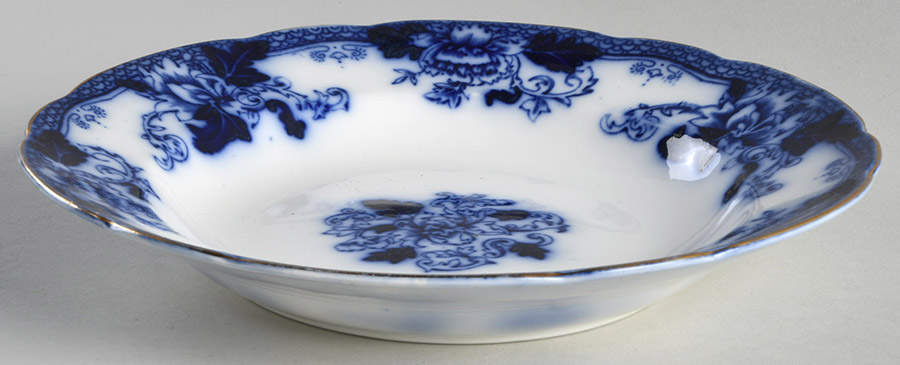 Roseville (Flow Blue) Rim Soup Bowl by John Maddock & Sons-1