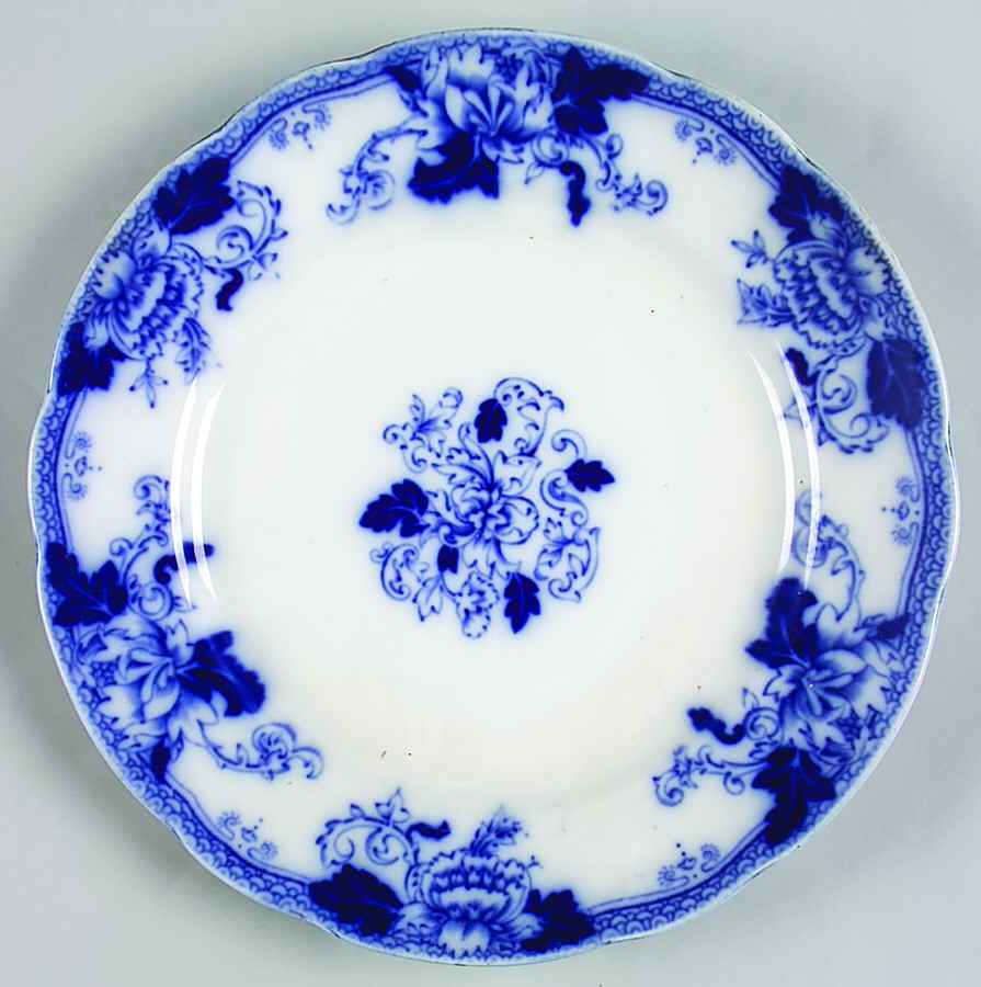 Roseville (Flow Blue) Dinner Plate by John Maddock & Sons-1