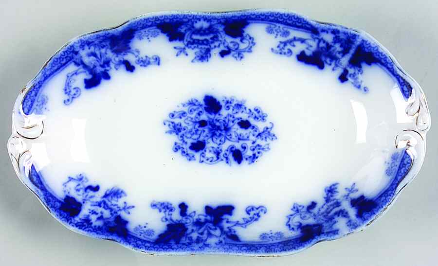 Roseville (Flow Blue) Relish by John Maddock & Sons-1