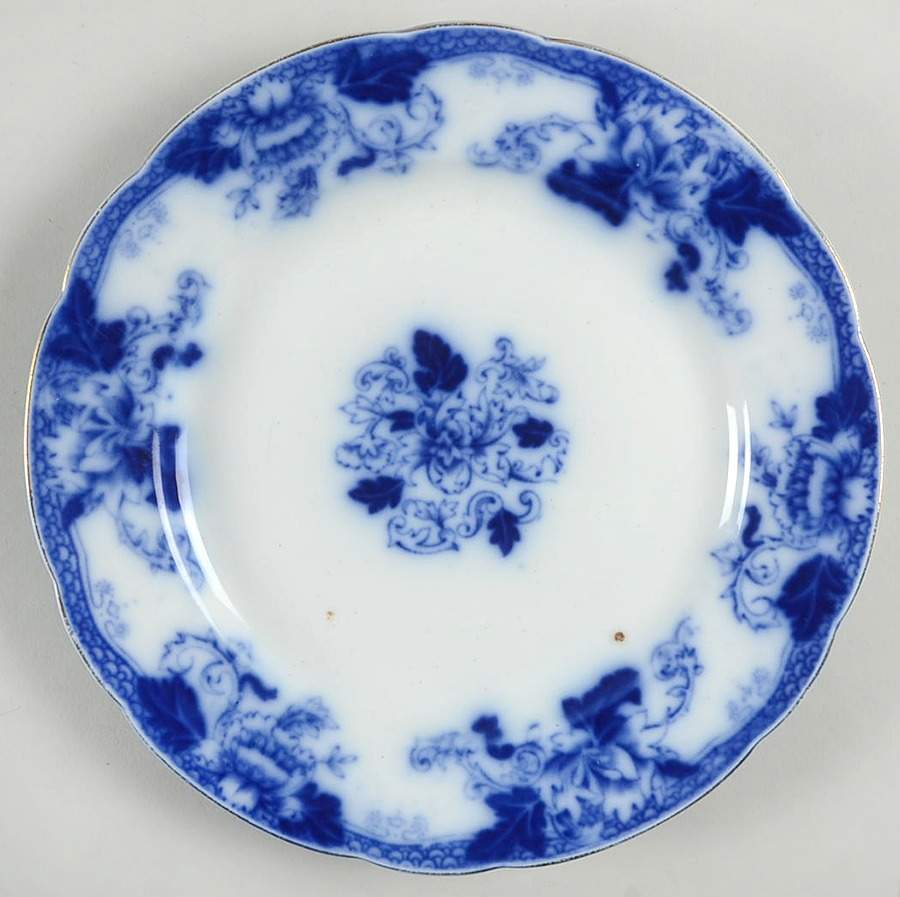 Roseville (Flow Blue) Luncheon Plate by John Maddock & Sons-1