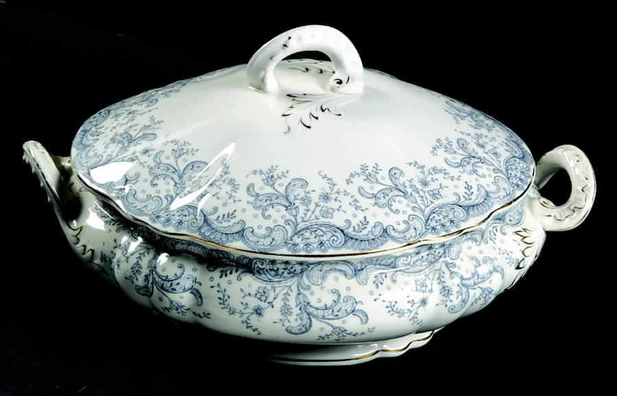 Seville Blue Oval Covered Vegetable by John Maddock & Sons-1