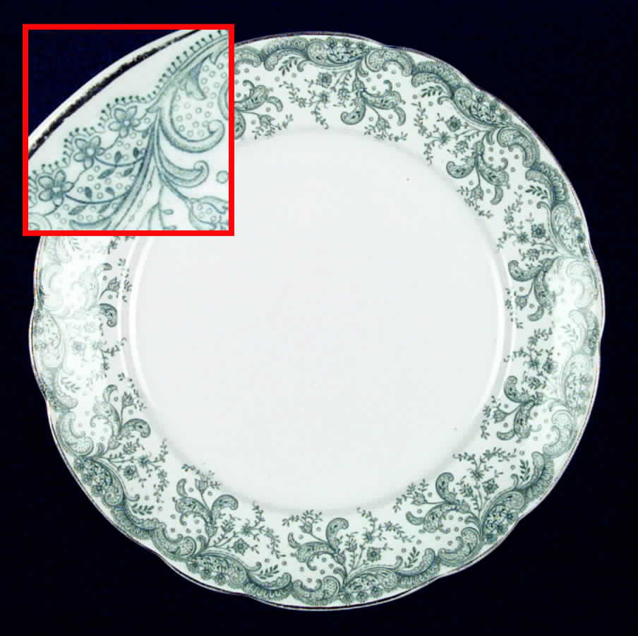 Seville Green (Gold Trim) Dinner Plate by John Maddock & Sons-1