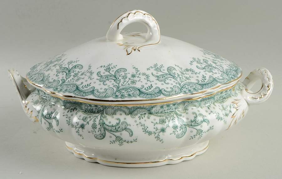 Seville Green (Gold Trim) Round Covered Vegetable by John Maddock & Sons-1