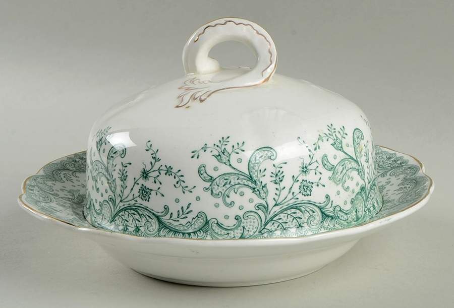 Seville Green (Gold Trim) Round Covered Butter by John Maddock & Sons-1