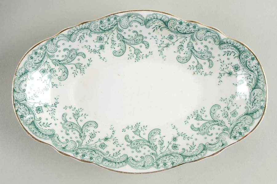 Seville Green (Gold Trim) Relish/Gravy Underplate by John Maddock & Sons-1