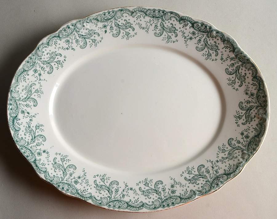 Seville Green (Gold Trim) 14" Oval Serving Platter by John Maddock & Sons-1