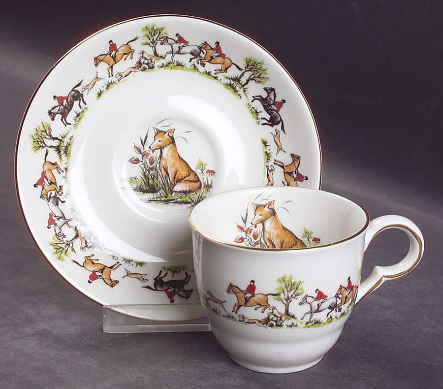 Tally Ho Flat Demitasse Cup & Saucer Set by John Maddock & Sons-1