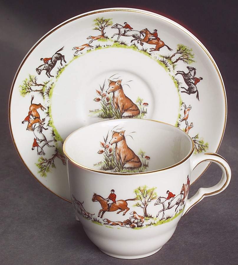 Tally Ho Flat Cup & Saucer Set by John Maddock & Sons-1