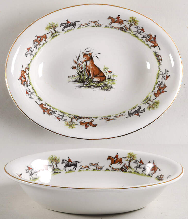 Tally Ho 8" Oval Vegetable Bowl by John Maddock & Sons-1