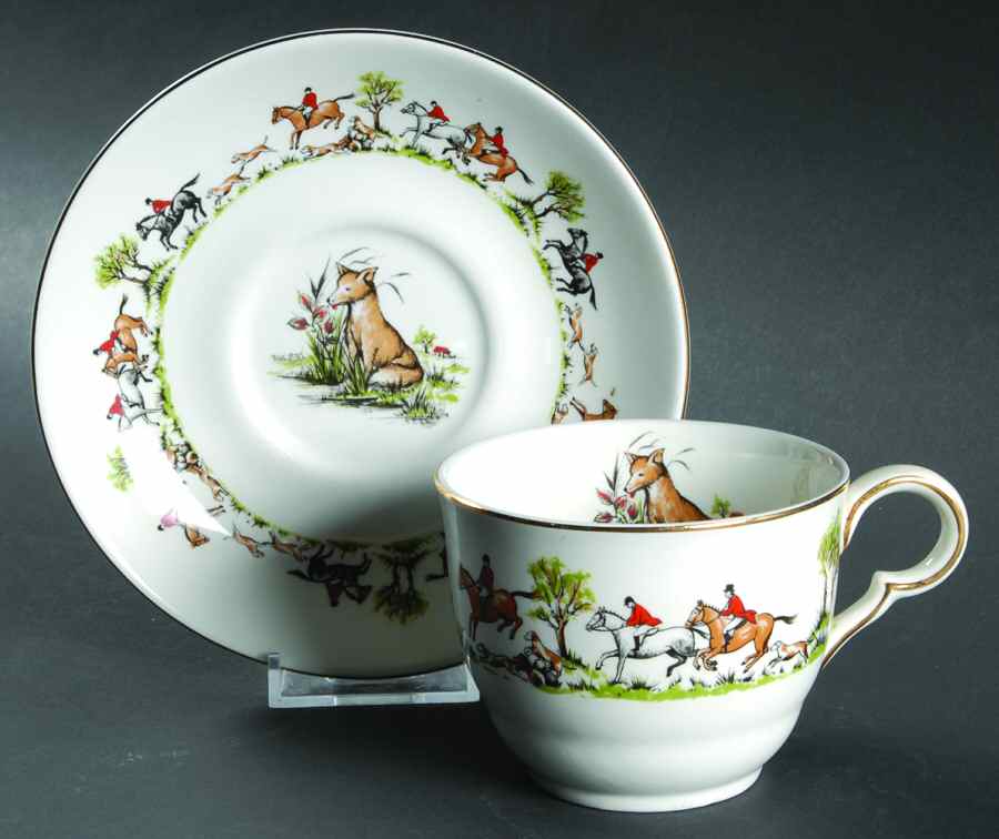 Tally Ho Flat Cup & Saucer Set by John Maddock & Sons-1