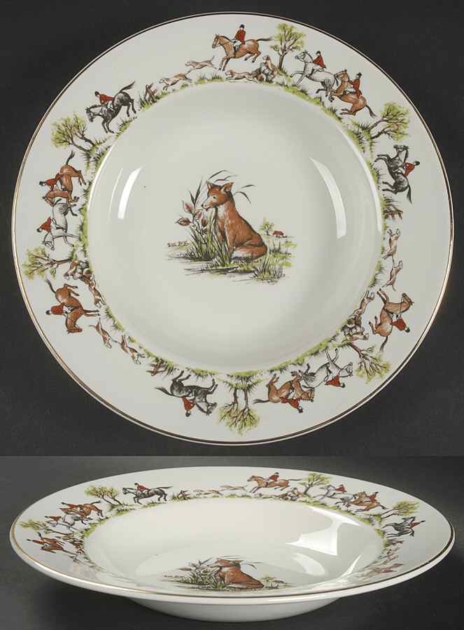 Tally Ho Large Rim Soup Bowl by John Maddock & Sons-1