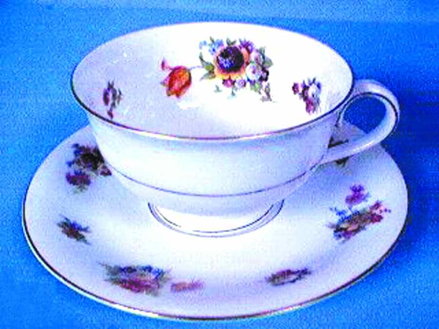 Springtime Footed Cup & Saucer Set by J S Maier-1