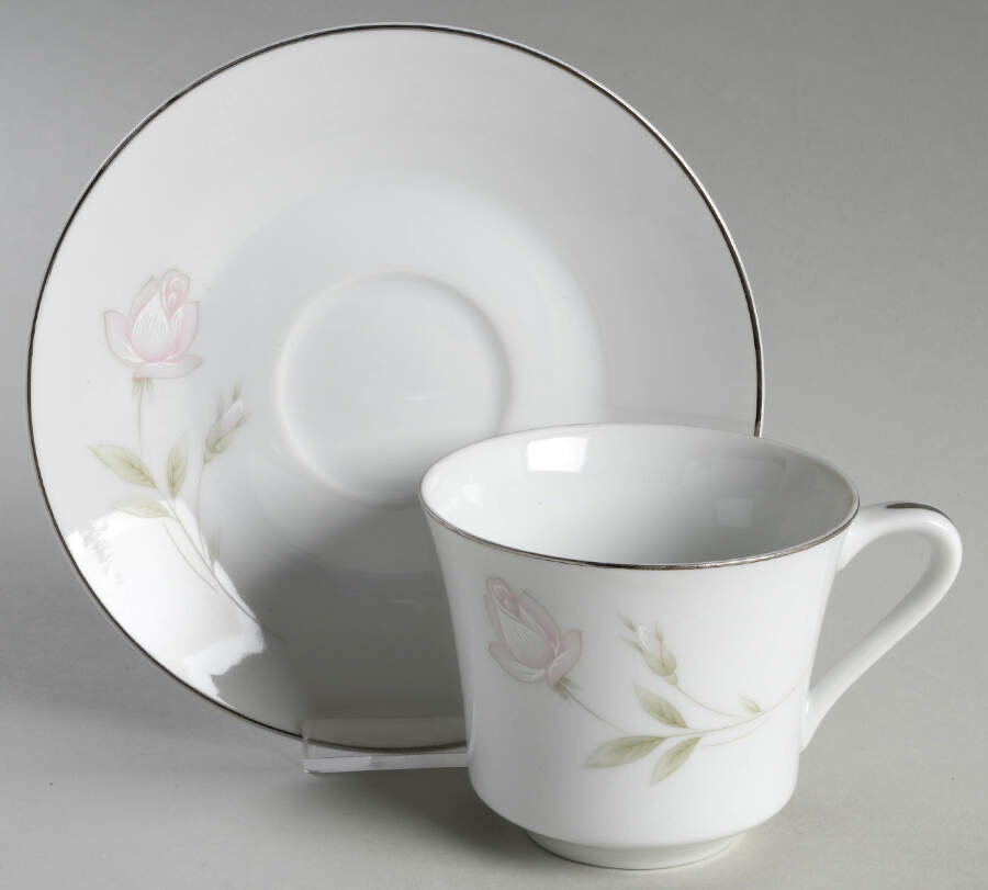 Sage Rose Flat Cup & Saucer Set by Majestic (Japan)-1
