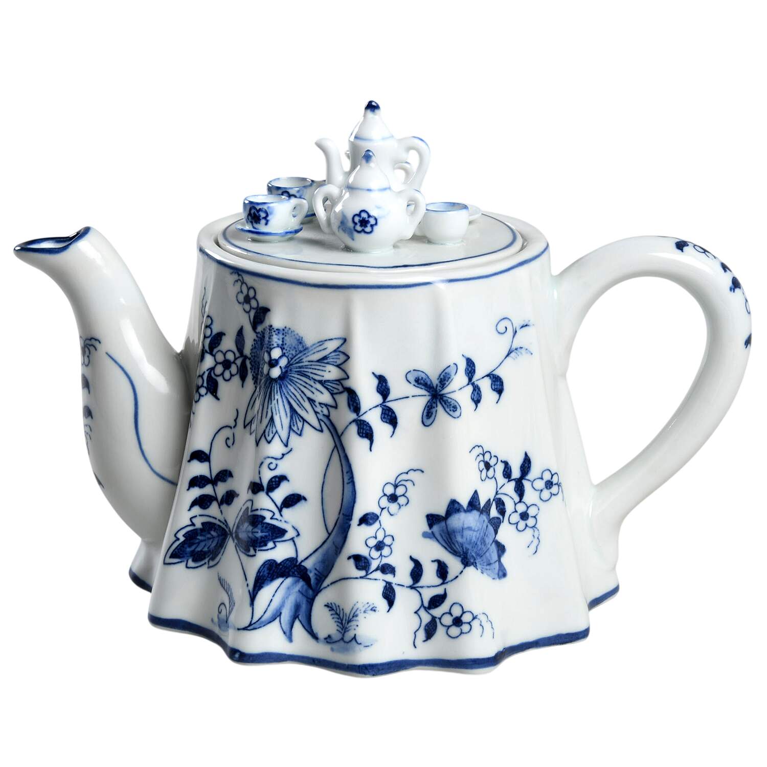 Blue Onion Figural Teapot & Lid by Seymour Mann-1