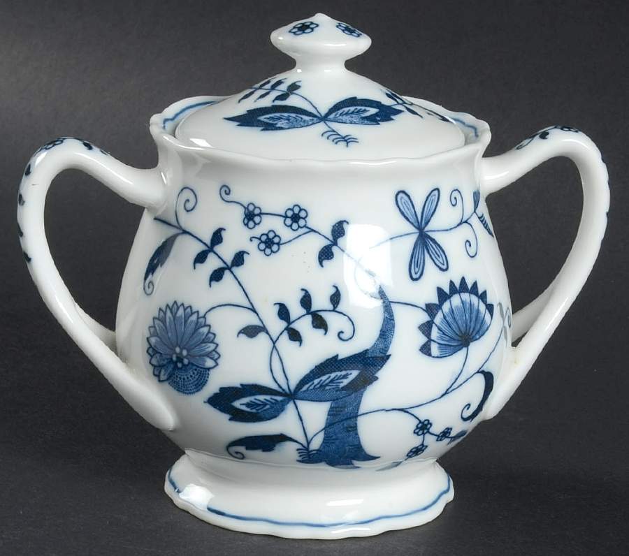 Blue Onion Sugar Bowl & Lid by Seymour Mann-1