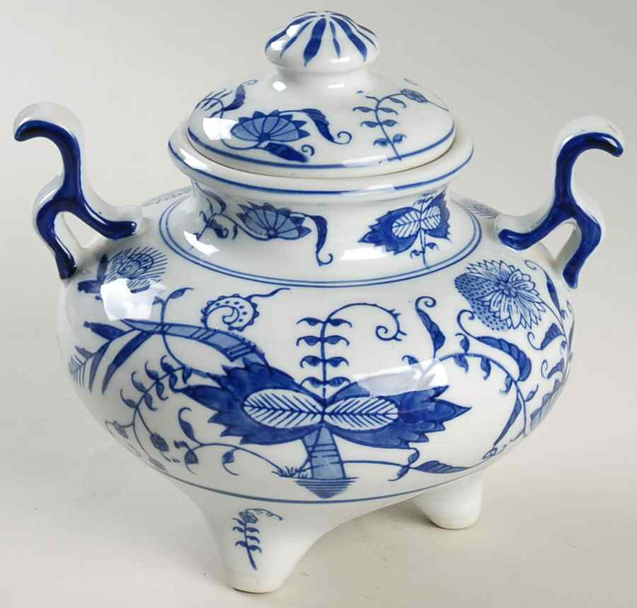 Blue Onion Footed Urn with Lid by Seymour Mann-1