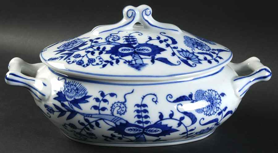 Blue Onion Small Oval Covered Vegetable by Seymour Mann-1