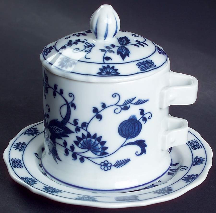 Blue Onion Jam/Jelly & Lid W/Underplate by Seymour Mann-1