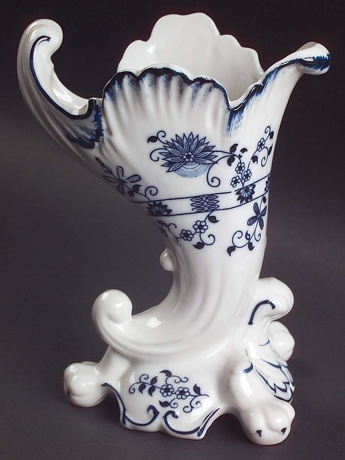 Blue Onion 6" Cornucopia Vase by Seymour Mann-1