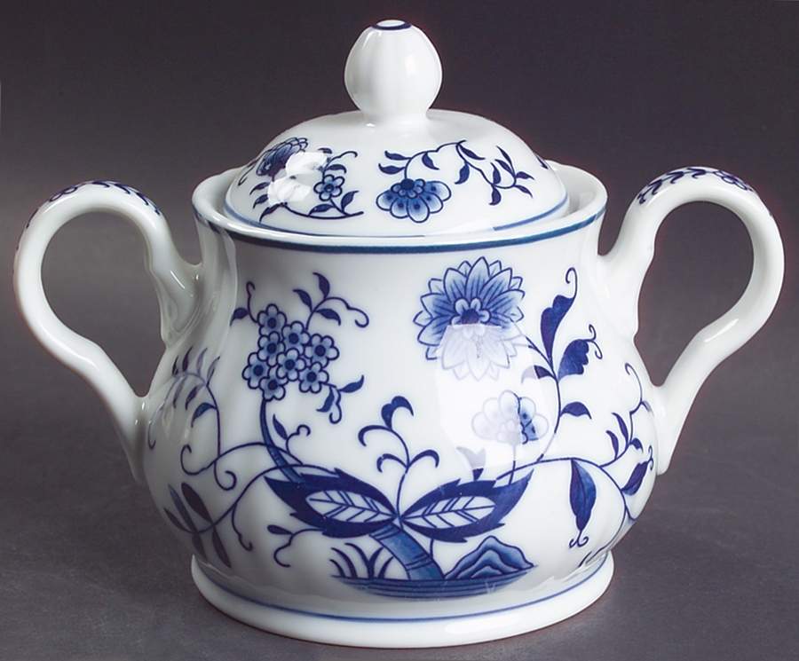 Blue Onion Sugar Bowl & Lid by Seymour Mann-1