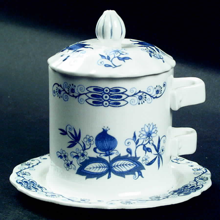 Blue Onion Bone Jam/Jelly & Lid W/Underplate by Seymour Mann-1
