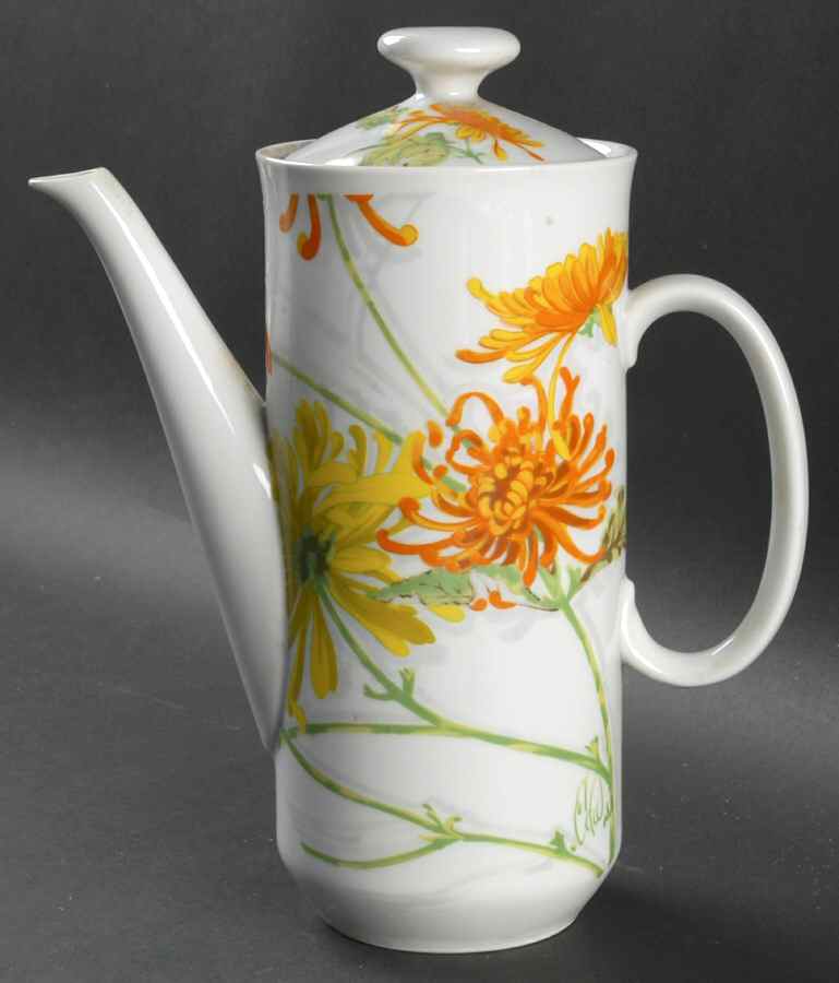 Chrysanthemum Coffee Pot & Lid by Seymour Mann-1