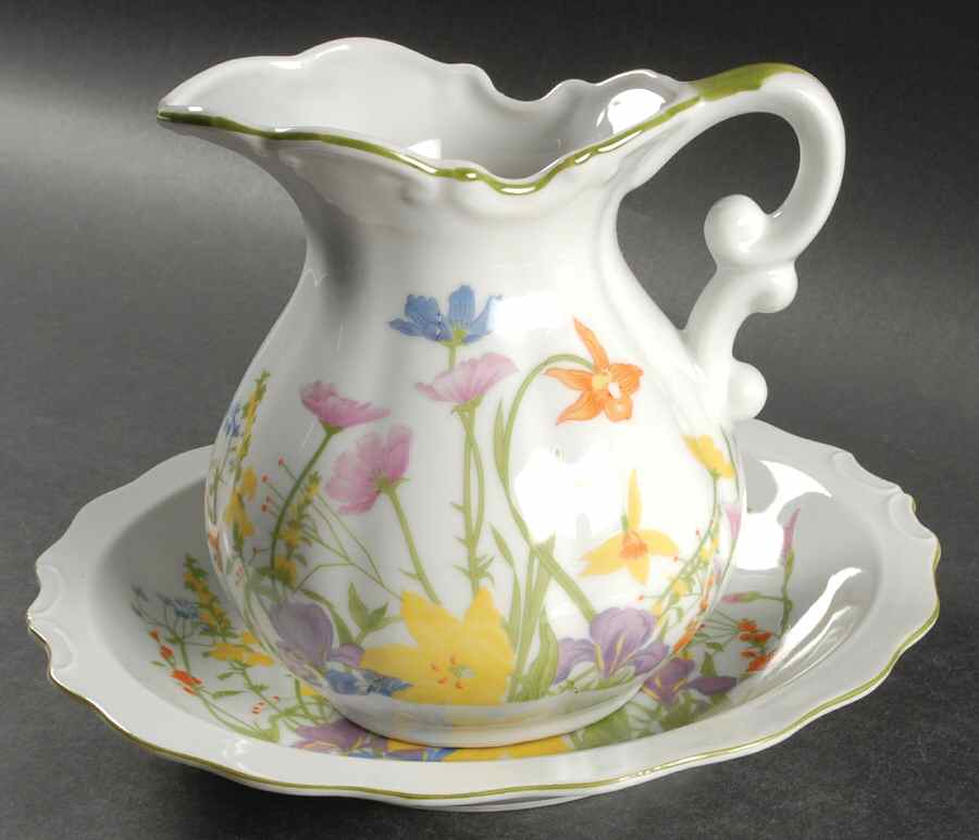Day Lily Small Pitcher & Bowl Set by Seymour Mann-1