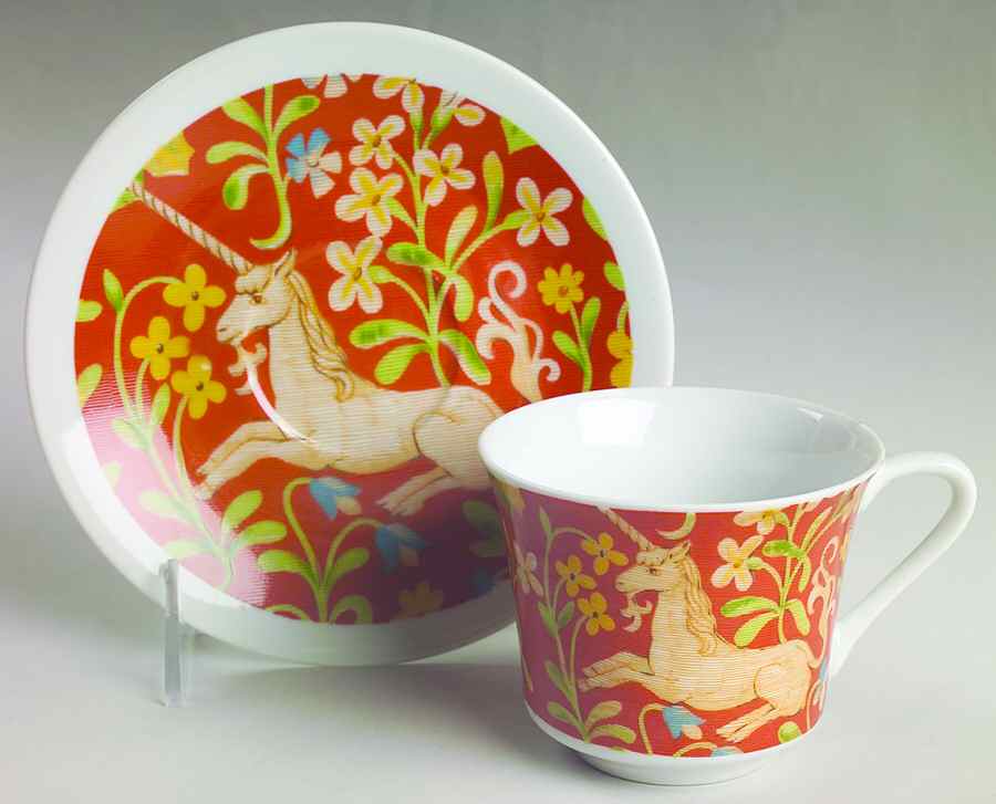 Flemish Tapestry Flat Cup & Saucer Set by Seymour Mann-1