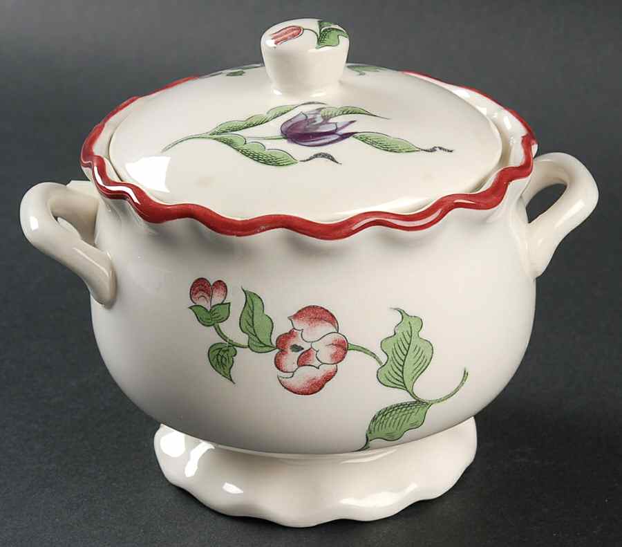French Bouquet Sugar Bowl & Lid by Seymour Mann-1