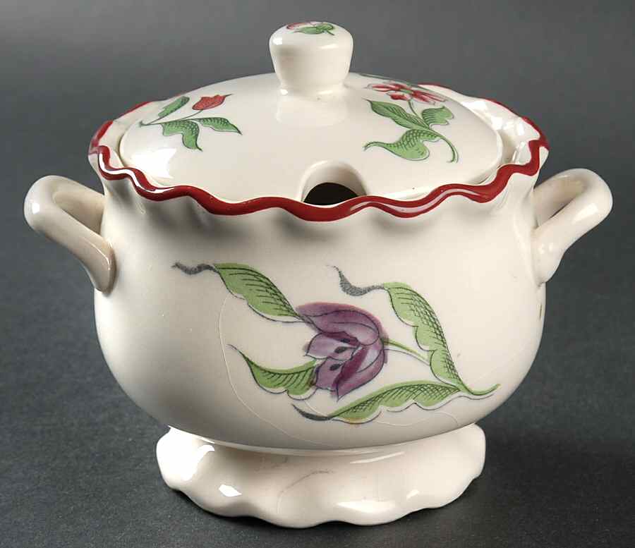 French Bouquet Sugar Bowl & Lid by Seymour Mann-1