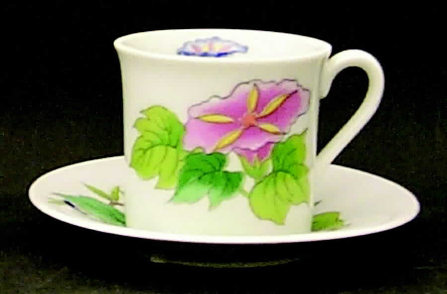Morning Glory Flat Demitasse Cup & Saucer Set by Seymour Mann-1