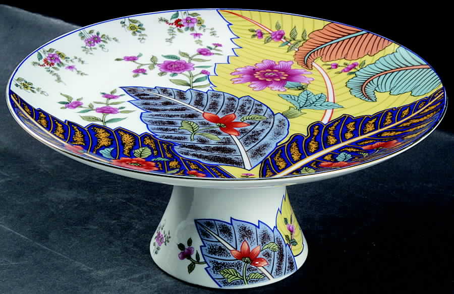 Tobacco Leaf 10" Diameter Pedestal Cake Stand by Seymour Mann-1