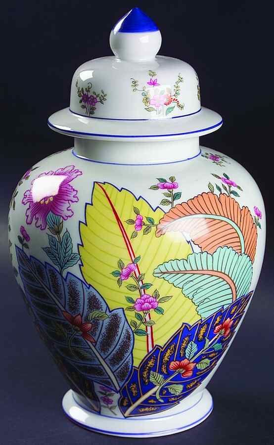 Tobacco Leaf Large Ginger Jar & Lid by Seymour Mann-1