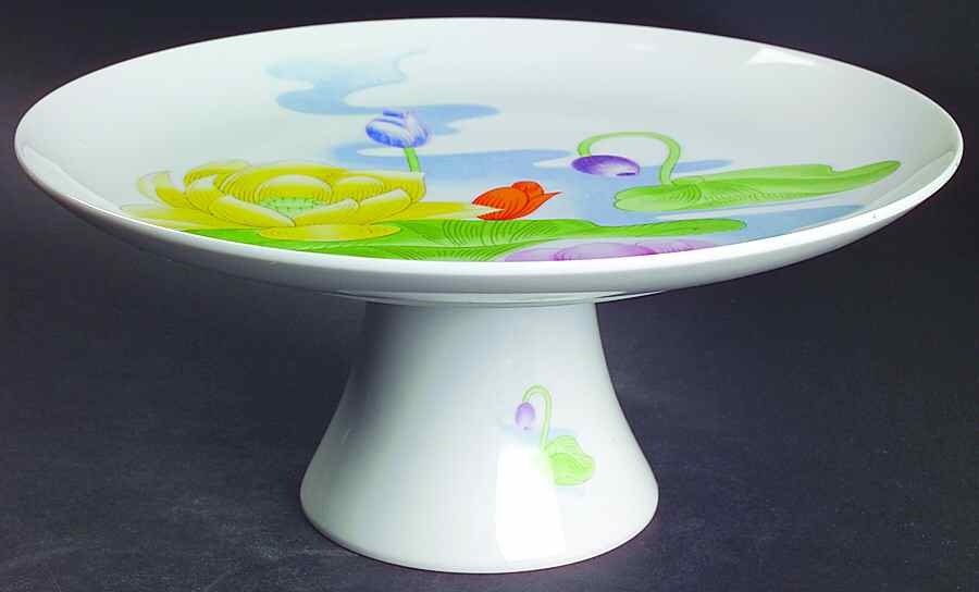Water Lily 10" Diameter Pedestal Cake Stand by Seymour Mann-1