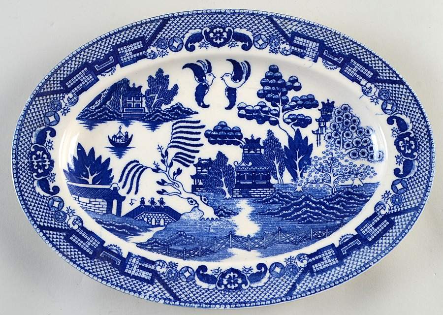 Willow Blue 12" Oval Serving Platter by Maruta-1