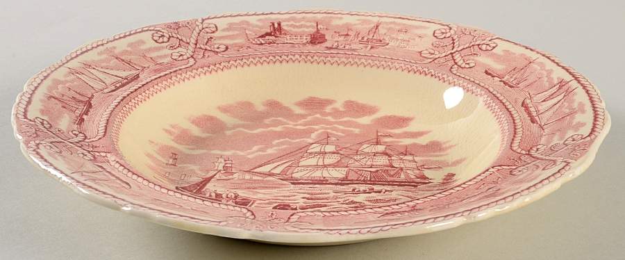 American Marine Pink (Scalloped) Rim Soup Bowl by Mason's-1