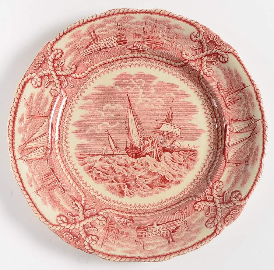 American Marine Pink (Scalloped) Dessert/Pie Plate by Mason's-1