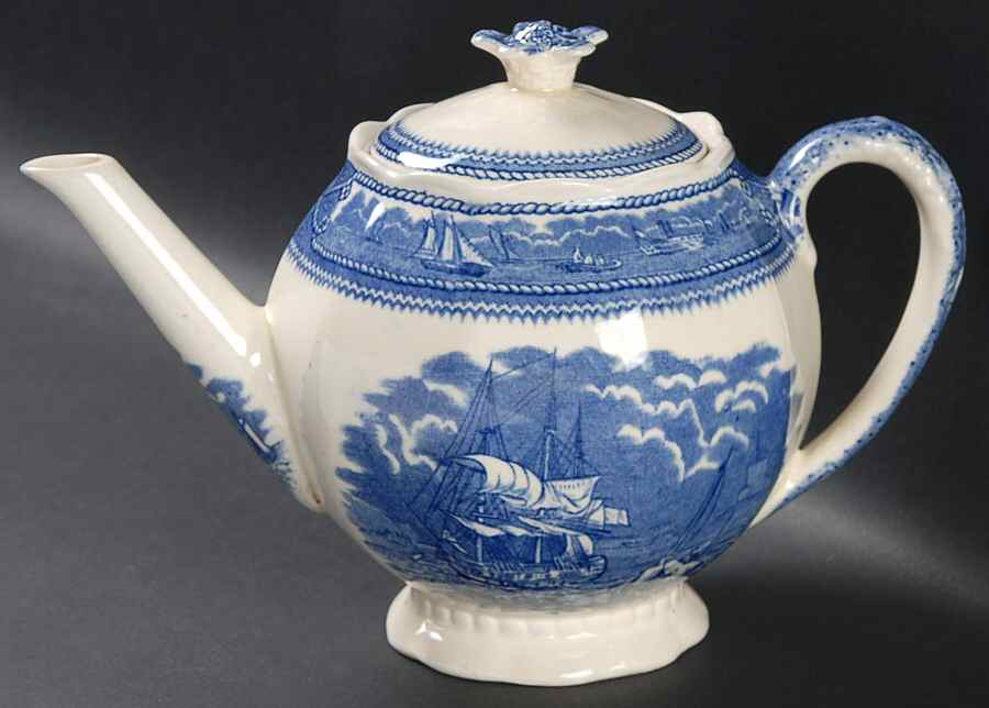 American Marine Blue (Scalloped) Teapot & Lid by Mason's-1